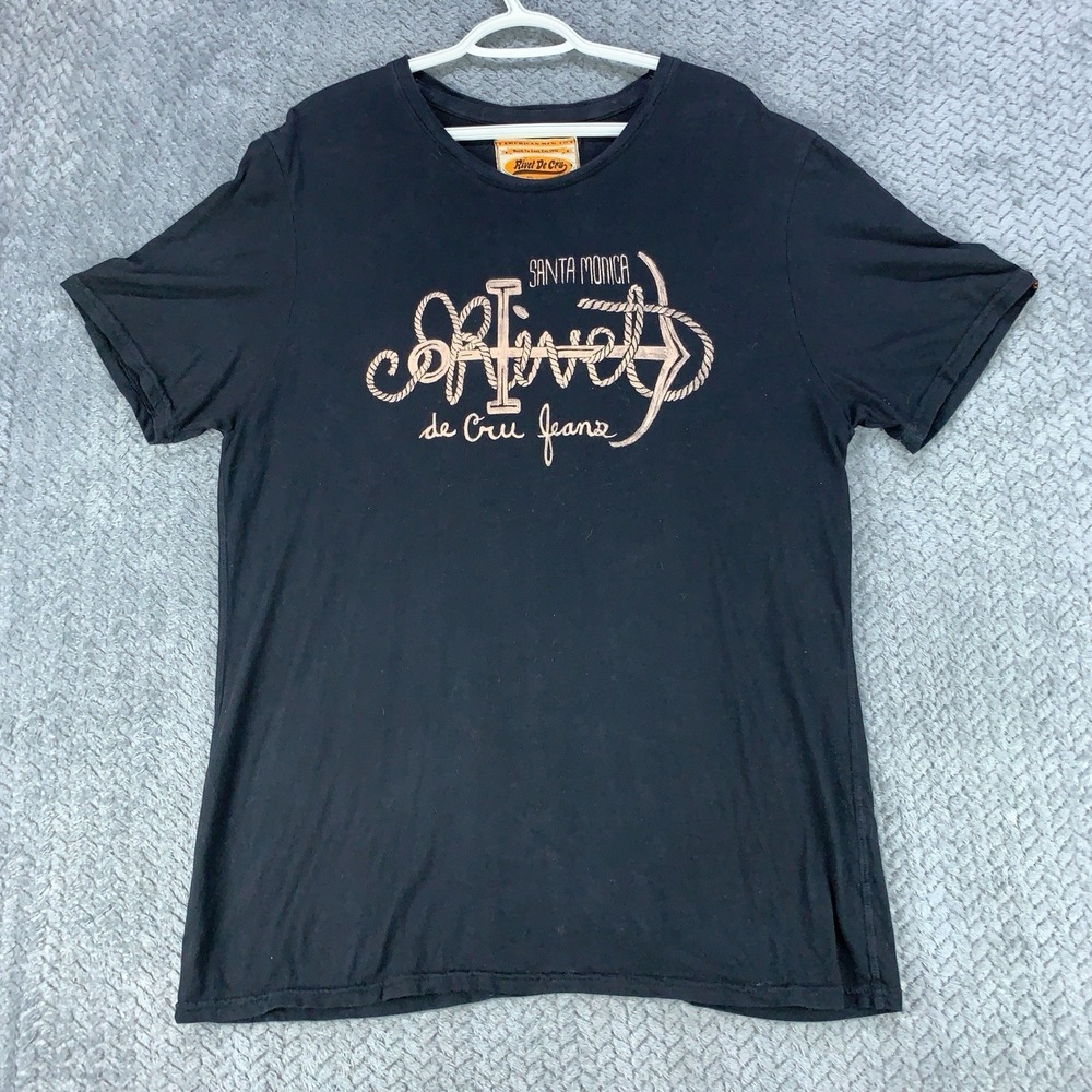Rivet De Cru Classic Tee Shirt Women's XL Black Santa Monica Cotton USA Made